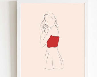 Female Empowerment Wall Art, Woman Wall Modern Art, Woman Illustration Print, Abstract Woman Wall Art Print, Best Friend Birthday Gift