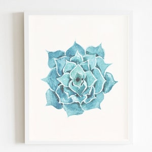 Watercolor Succulent Art Print, Succulent Painting, Botanical Home Decor, Trendy Cheap Home Decor, Green Plants Wall Art, Instant Download