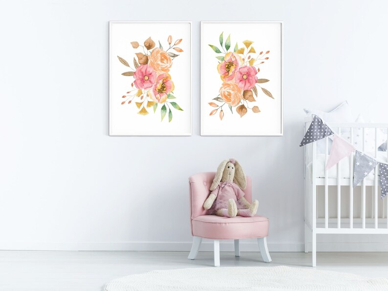 Floral Nursery Decor, Nursery Wall Prints, Printable Wall Art, Nursery ...