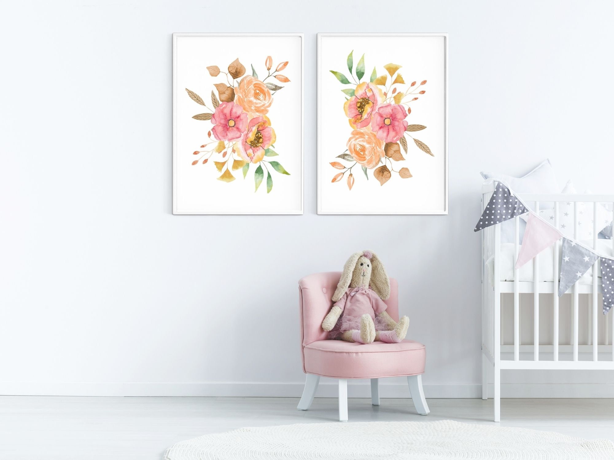 Floral Nursery Decor, Nursery Wall Prints, Printable Wall Art, Nursery ...