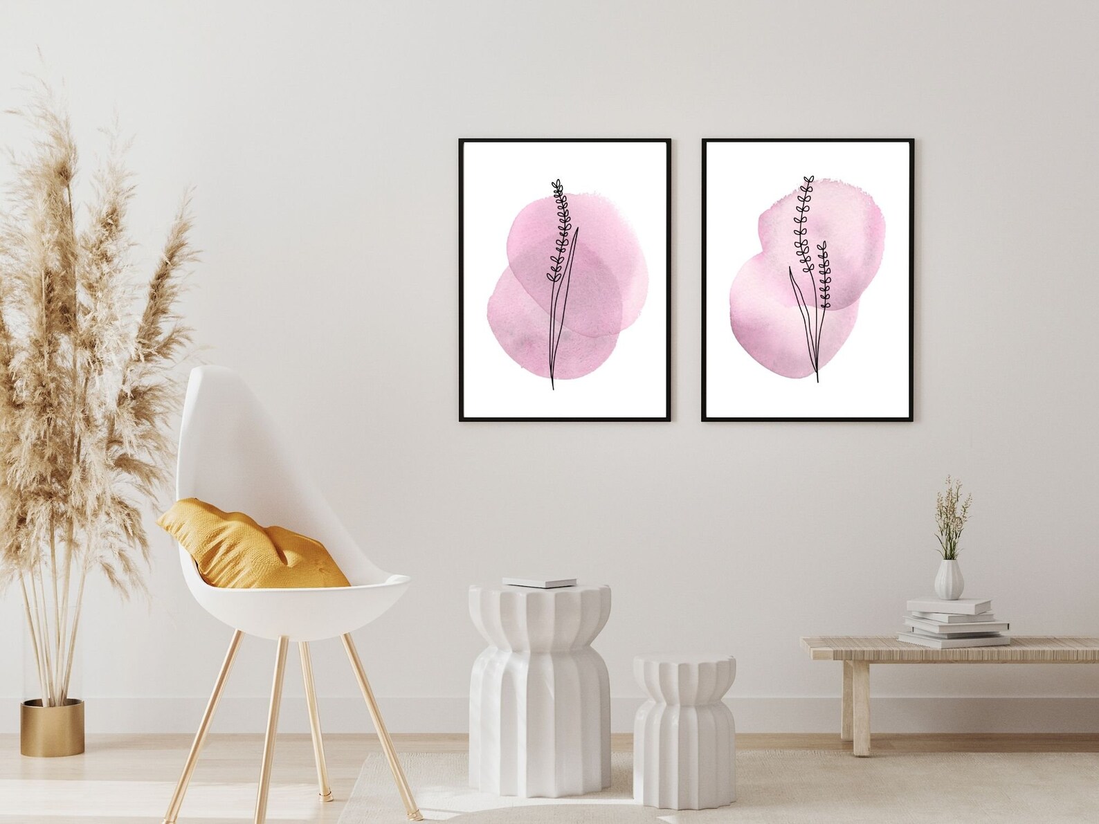 Blush Pink Floral Wall Art Printable, Dusty Rose Botanical Print Set of ...