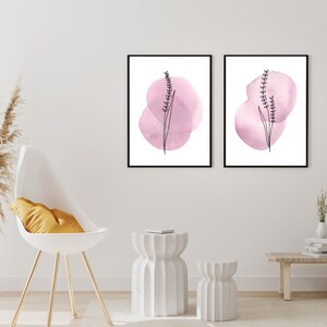 Blush Pink Floral Wall Art Printable, Dusty Rose Botanical Print Set of ...