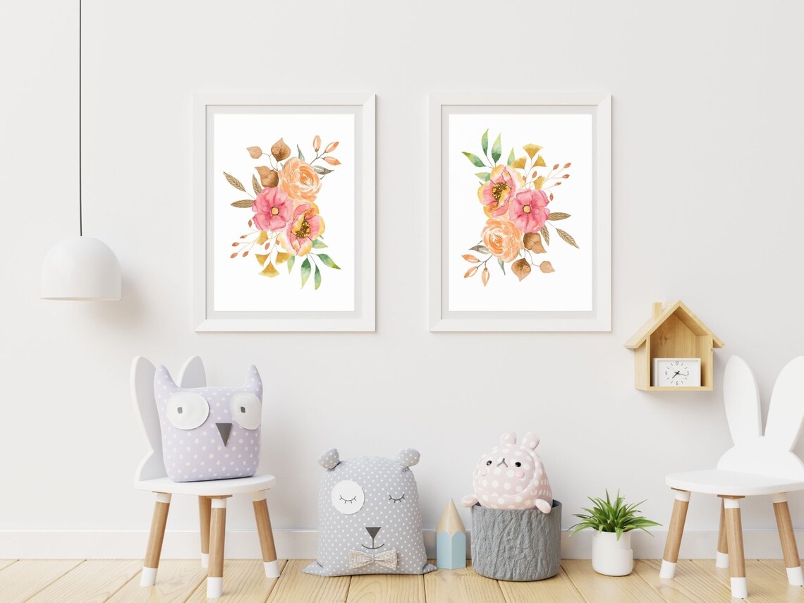 Floral Nursery Decor, Nursery Wall Prints, Printable Wall Art, Nursery ...