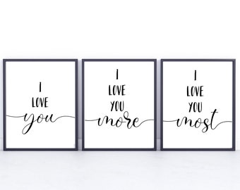 I Love You I Love You More I Love You Most Above Bed Decor, 1st Anniversary Gift for Husband, Romantic Wall Art, Bedroom Wall Decor Over The