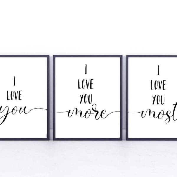 I Love You I Love You More I Love You Most Above Bed Decor, 1st Anniversary Gift for Husband, Romantic Wall Art, Bedroom Wall Decor Over The