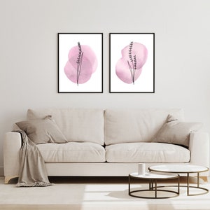 Blush Pink Floral Wall Art Printable, Dusty Rose Botanical Print Set of ...