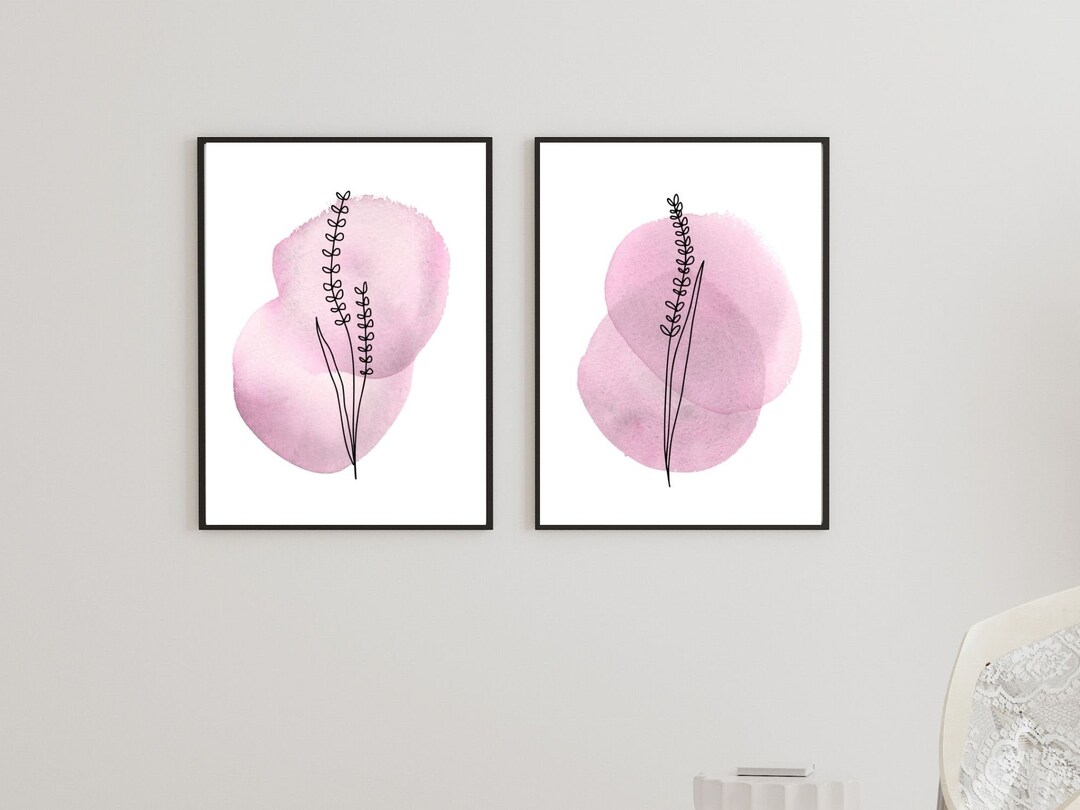 Blush Pink Floral Wall Art Printable, Dusty Rose Botanical Print Set of ...