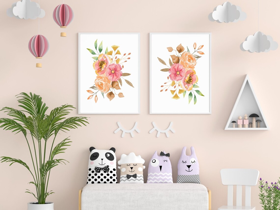 Floral Nursery Decor, Nursery Wall Prints, Printable Wall Art, Nursery