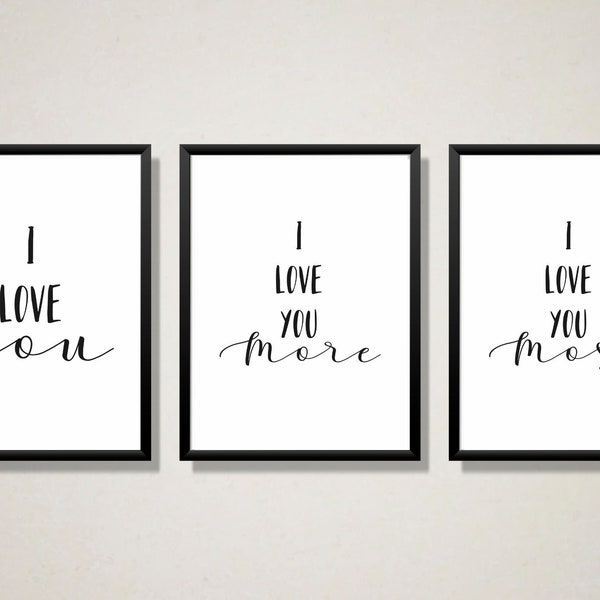 I Love You I Love You More I Love You Most Above Bed Decor, 1st Anniversary Gift for Husband, Romantic Wall Art, Bedroom Wall Decor Over The