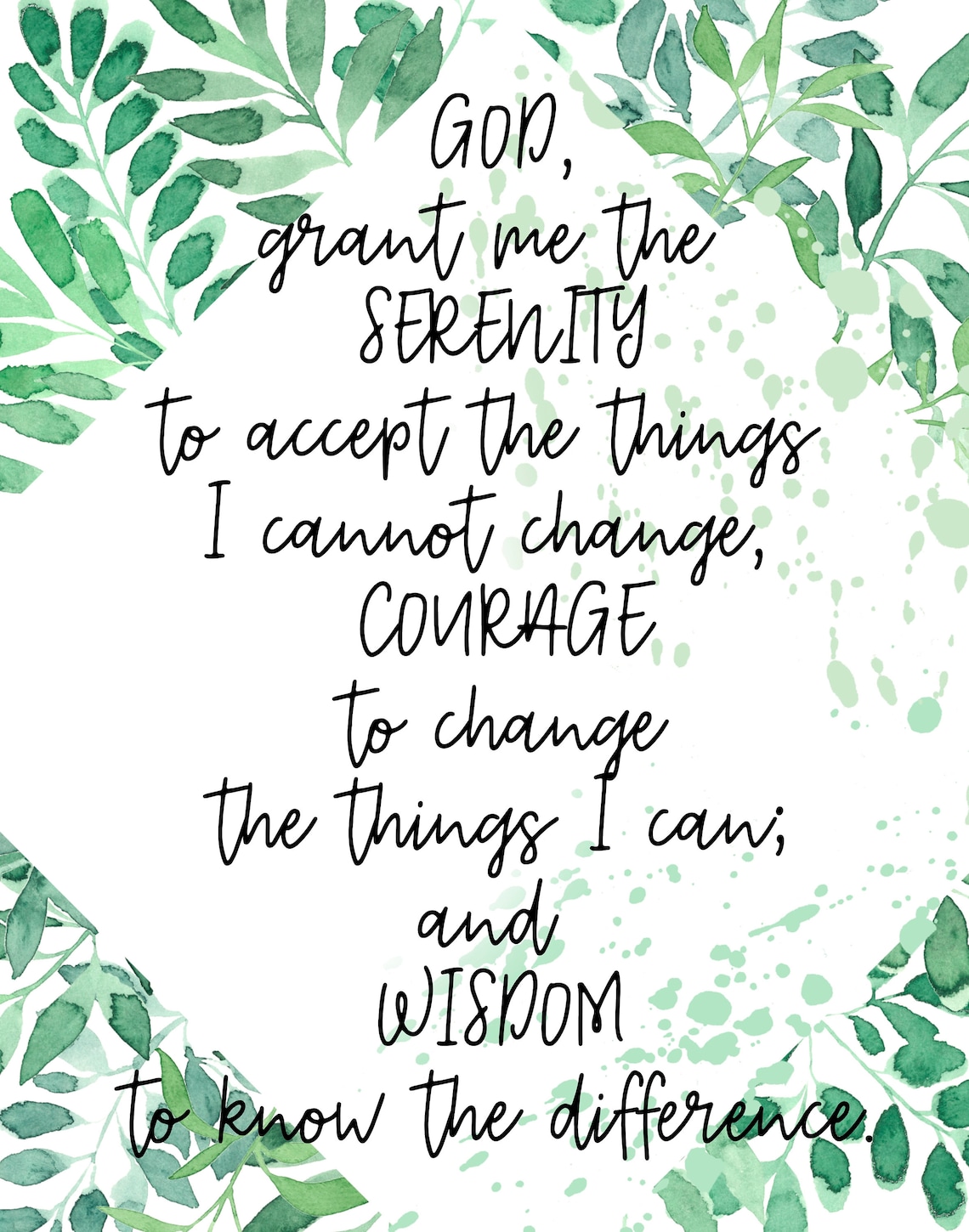 God Grant Me the Serenity Prayer Wall Art, Scripture Printable, Recovery Gift for Women