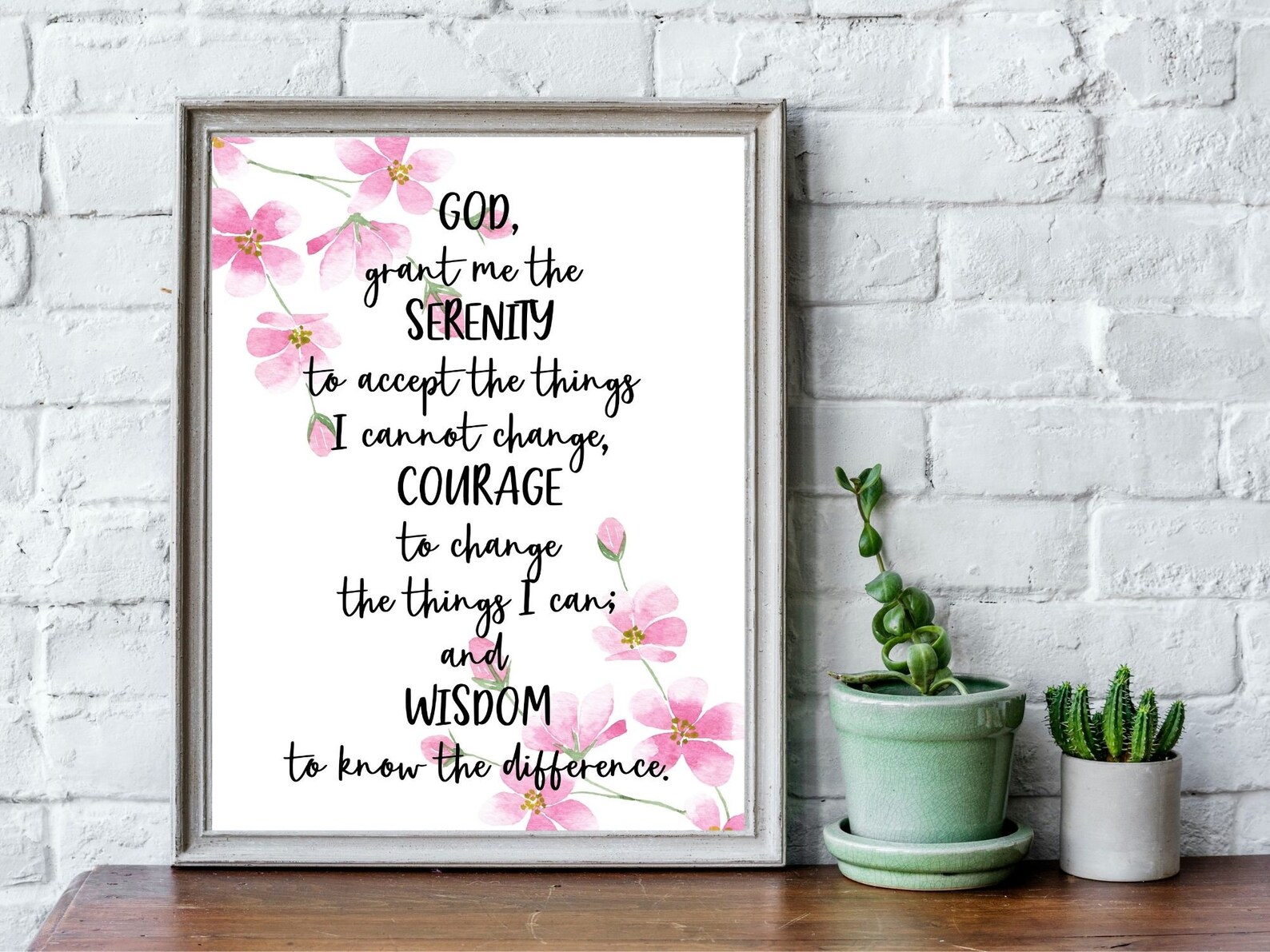 God Grant Me the Serenity Prayer Wall Art, Recovery Gifts for Women, AA ...
