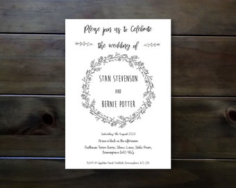 printable wedding invitation etsy printable wedding invitation