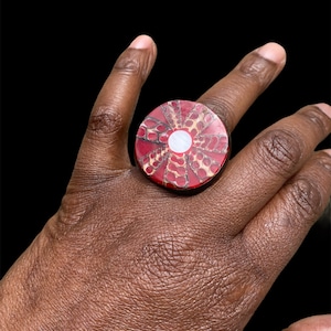 Monesia resin ring , rings, statement ring, red ring , tribal ring , women’s ring , hand rings ,