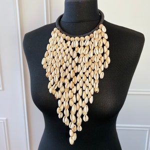 Shanilla Cowrie Shell Tribal Statement Necklace.Shell necklace,handmade necklace,statement necklace,bold necklace ,cream necklace,Necklace