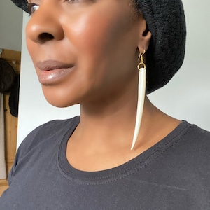 Aisha 4” inch earrings, , statement earrings, tribal earrings, bone earrings, dangle earrings, drop earrings, womens earrings , nickel free