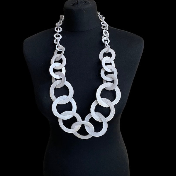 BAMBI leather necklace, necklace, women’s necklace, link necklace , blue necklace, handmade necklace, statement necklace , unique necklace