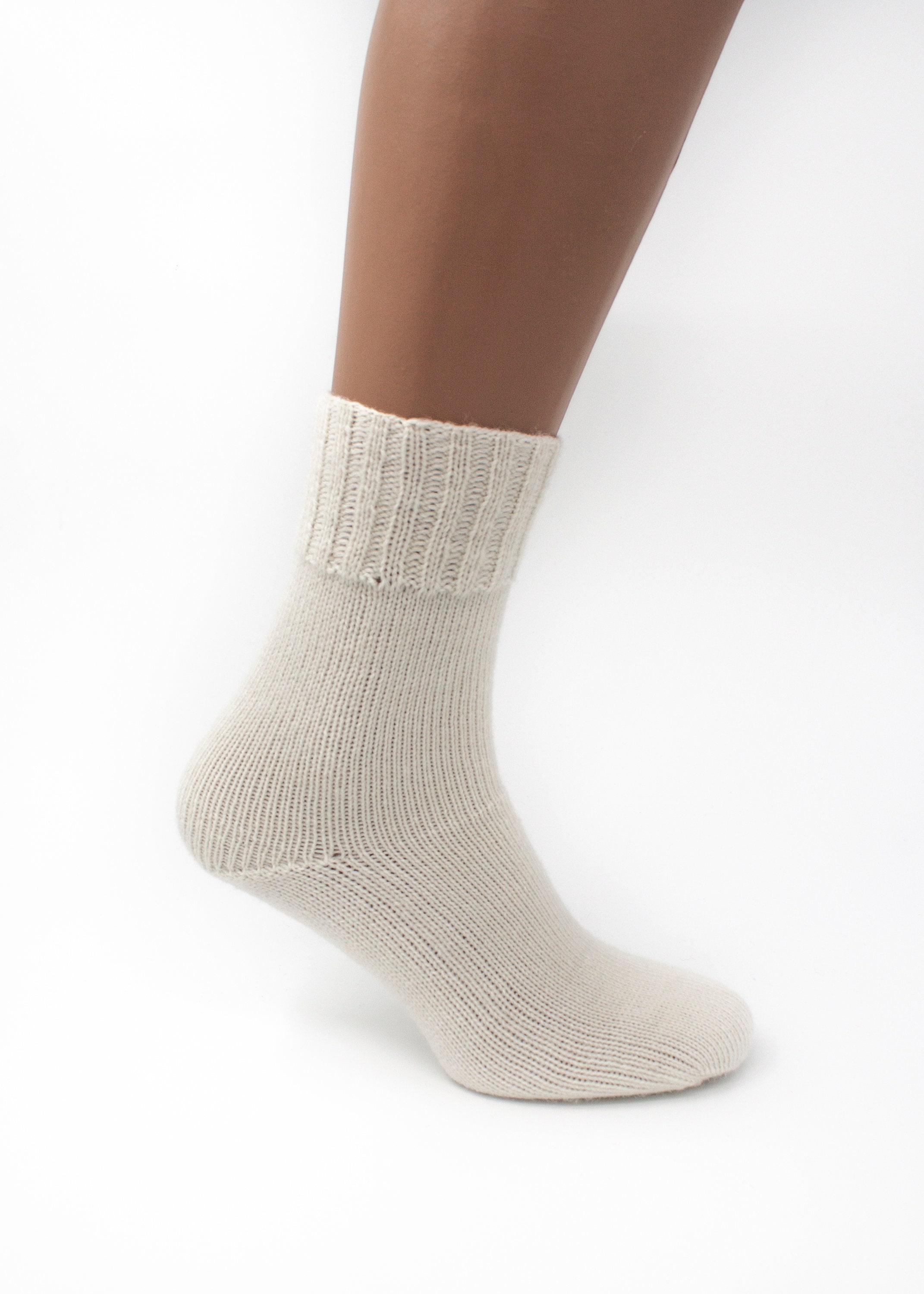 Pure White Hand Knitted Merino Wool Socks Warm Handmade Etsy
