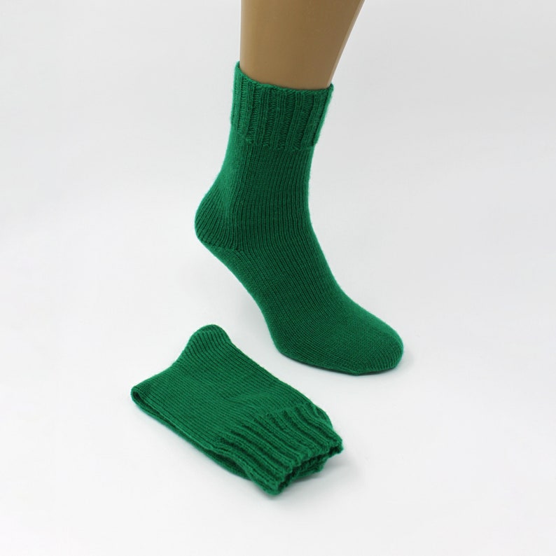 Green Hand Knitted Merino Wool Socks Warm Handmade Socks Etsy