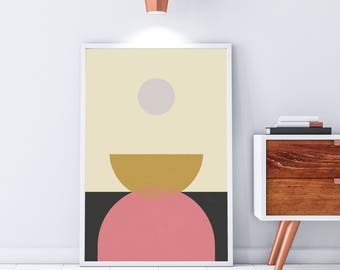 Minimalist Modern Art Print, Instant Download Art, Mid Century Art, Retro Shape Artwork, Simple Abstract Art Poster, Mustard yellow Art