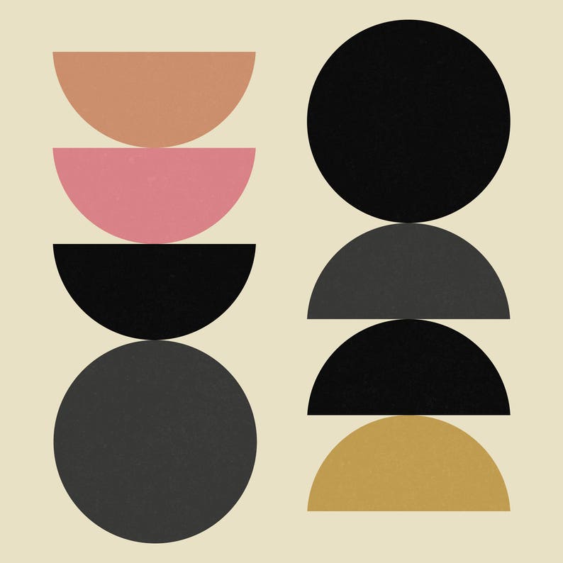 Mid Century Modern Art Semi Circle Abstract Print Minimal Etsy