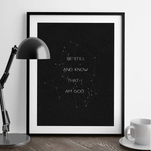 Bible Verse Print, Be Still Quote Art, Black and White Art Print,  Printable Christian Art, Psalm 46:10 Gift
