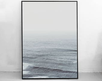 Calm Sea Print, Ocean Photography Print, Digital Scandinavian Art, Peaceful Seashore, Coastal Photo Print, Nordic Decor, Sea Beach Poster