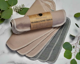 Reusable Cotton Flannel Paper Towels: Double-Ply, Eco-Friendly, Pack of 6