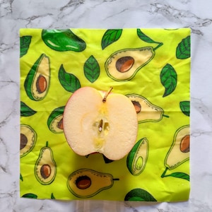 Beeswax Wraps, Pack of 3, Lemon & Avocado Print, Reusable Food Wraps, Eco-Friendly, Zero Waste
