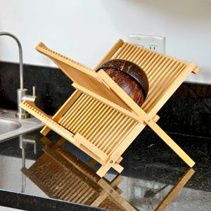 Bamboo Dish Rack | Stylish Dish Drying Rack | Foldable Dish Rack, Kitchen Essentials, Eco Friendly, Sustainable, Plastic Free, All Natural