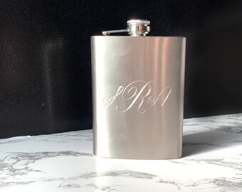 Monogram Flask Engraved Custom Flask for Men Personalized Hip Flask Whiskey Gift Box Hunting Gift For Dad Golf Gift Custom Gift For Him