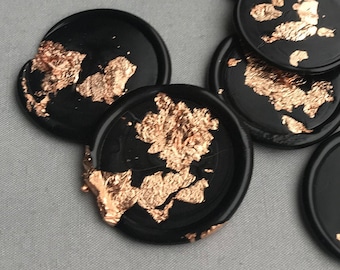 Rose Gold Wax Seal Gold Flake Wax Seal Sticker Invitation Wax Seal Adhesive Wax Seal Black and White Wedding Wax Seal Wedding Stationary