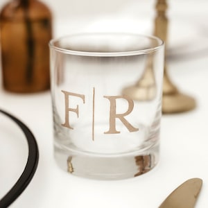 Engraved Whiskey Glass Personalized Monogram Rocks Glass Custom Cocktail Glass Groomsmen Gift for Dad Birthday Gift for Him Gift for Husband