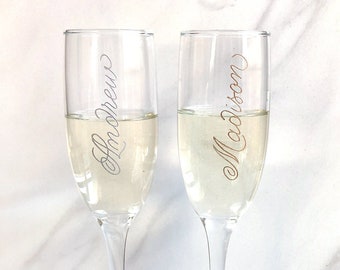 Personalized Champagne Glass Engraved Flute Housewarming Gift New Home Gift for Her Custom Champagne Glass Engagement Gift for Couple