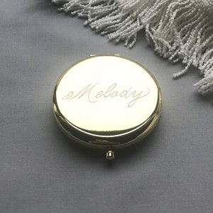 Personalized Mirror Compact Engraved Mirror Small Pocket Mirror Handbag Birthday Gift for Sister Thinking of You Gift Monogram Grandmother