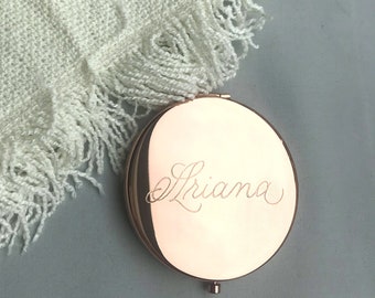 Personalized Compact Mirror Hand Mirror Engraved Pocket Mirror Compact Personalized Gift for Mom Sister Best Friend Birthday Gift for Her