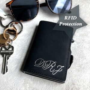 Billetera personalizada para hombre Billetera RFID personalizada Billetera minimalista Tarjetero para hombre Billetera triple Tarjetero delgado