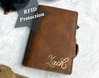 Custom Wallet Credit Card Holder Men's Wallet Personalized RFID Wallet Travel Business Card Holder Trifold Wallet Slim Leather Wallet