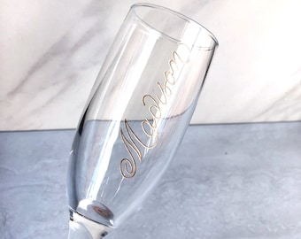 Personalized Engraved Champagne Glass Flute Glass Housewarming New Home Gift for Her Custom Champagne Glass Engagement Toasting glasses