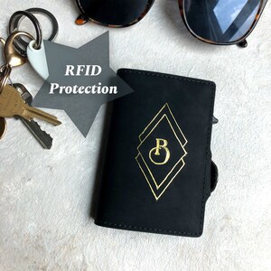 Billetera personalizada para hombre Billetera RFID personalizada Billetera minimalista Tarjetero para hombre Billetera triple Tarjetero delgado
