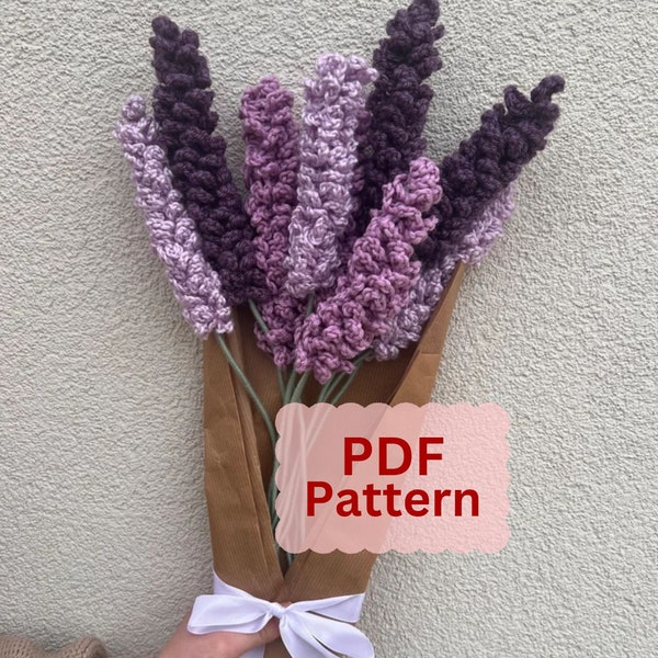 Crochet Lavender flower Pattern, PDF, Amigurumi, Easy beginner pattern, How to Instructions with pictures crochet pattern how to crochet