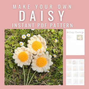 Daisy Crochet Pattern with pictures, Digital PDF pattern, How to tutorial, Crochet Flowers, Crochet Gifts