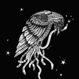 Crow Hydra 8 X 10 Cryptid Creature Art Print | strange dark mythical animal chimera creepy whimsical illustration