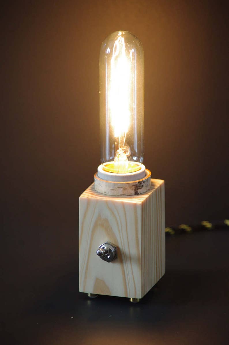 table lamp Edison bulb chalet,vintage button modern Minimalist lamp pine birch Scandinavian small stainless wood christmas small