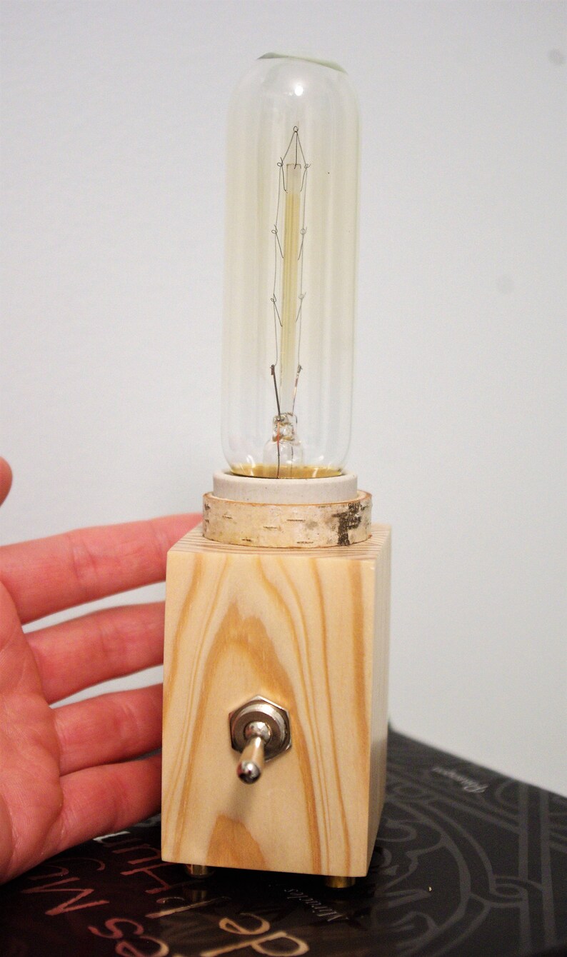 table lamp Edison bulb chalet,vintage button modern Minimalist lamp pine birch Scandinavian small stainless wood christmas small