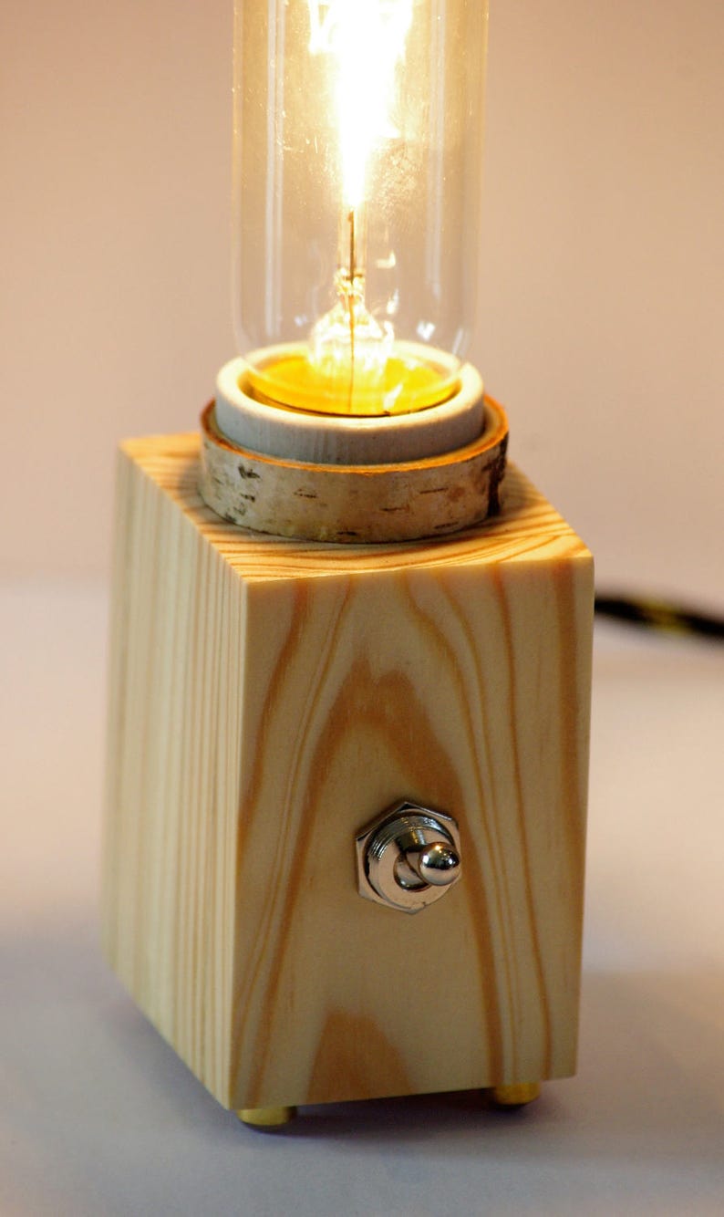 table lamp Edison bulb chalet,vintage button modern Minimalist lamp pine birch Scandinavian small stainless wood christmas small