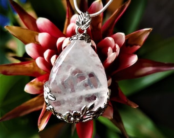 Healing energy Crystal Quartz silver necklace
