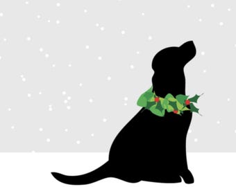 Black Lab Christmas Card "star" Labrador Retriever, Holiday Card, Blank Greeting Card