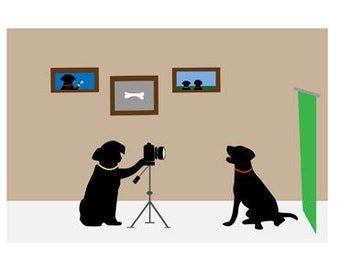 Black Lab 5x7 Art Print  "Camera"  Labrador Retriever, Dog Lover Gift, dog portraits