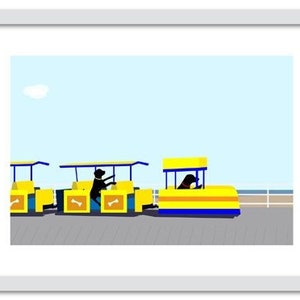 Black Lab 5x7 Art Print  "Tram car"  Labrador Retriever, Dog Lover Gift, Wildwood, NJ, watch the tram car please