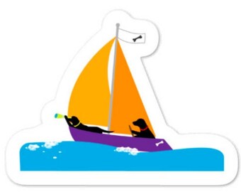 Black Lab sailing sticker, nautical dogs, Labrador Retriever vinyl sticker